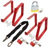 Spares2go Complete Ladder Security Chain Kit with Wall Brackets Locking Bar Padlock Set (Pack of 2)