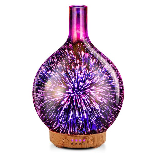 Porseme Rose Gold Essential Oil Diffuser 3D Glass Aromatherapy Ultrasonic Humidifier, Waterless Auto-off, Timer Setting, BPA Free, Air Refresh for Home Hotel Yoga Leisure SPA Gift 100ml