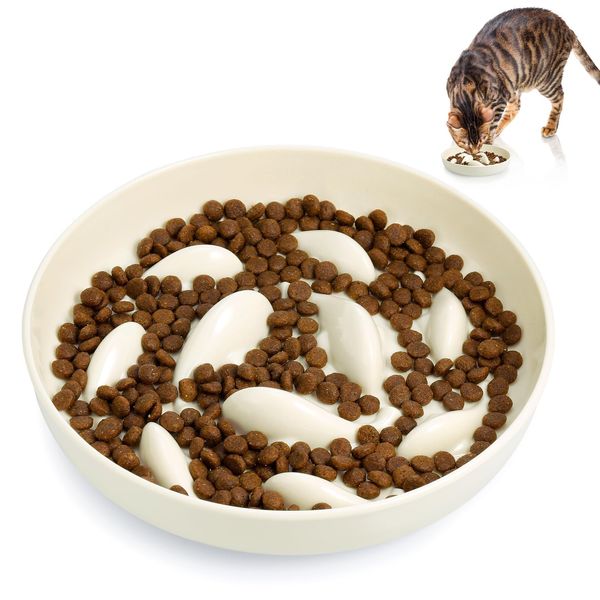 Huiguli Slow Feeder Cat Bowl, Anti-Slinging Dog Food Bowl, Fun Puzzle Feeding Bowl, Anti-Gulp Pet Healthy Eating Interactive Feeding Bowl for All Cat and Small Dog