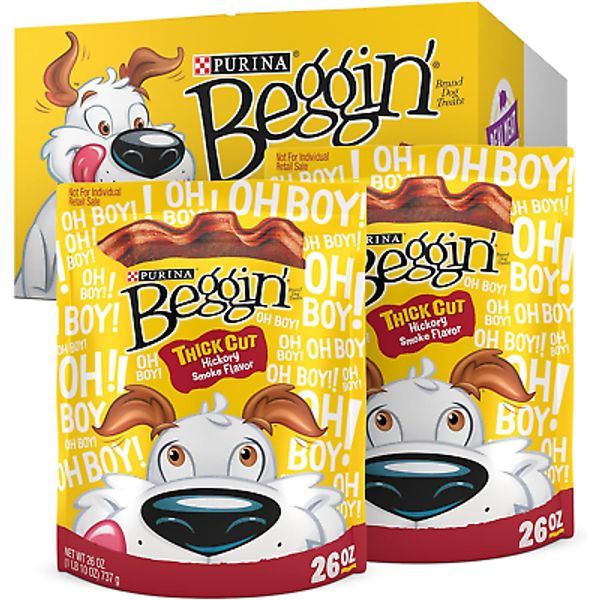 2pcs Purina Beggin Strips Real Meat Dog Treats Thick Cut Hickory Smoke Flavor