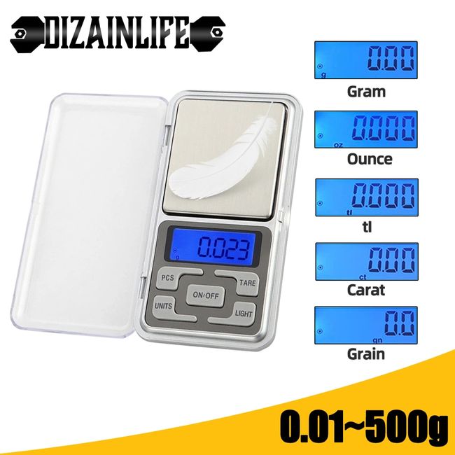 Scale Digital Weight Jewelry Gram Kitchen Food Ounces 500g 0.001oz Balance  Small