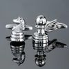 Chess Set Mens Brass Polished Silver Cufflinks