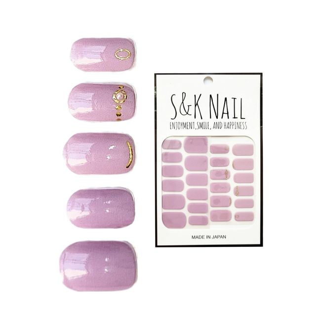 S&K NAIL Lilac Nail Seal, Hardening Type, No Hardening Required, Purple, Just Stick, Simple, Hand, Winter, Coming-of-Age Ceremony, New Year, 6 Sizes, 24 Pieces, Made in Japan