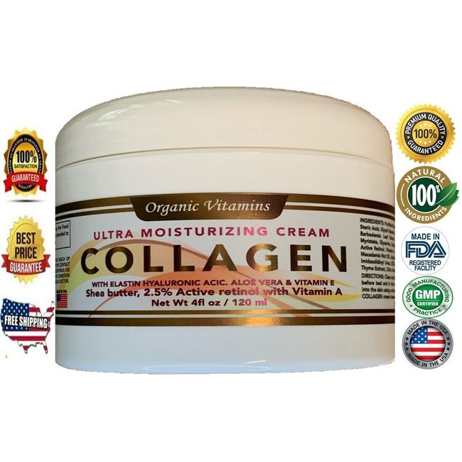 Collagen Cream For Face Neck Pure Collagen Anti Wrinkle Facial Cream 4FL OZ