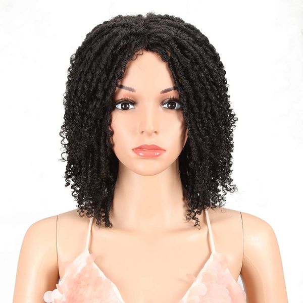 Style Icon 6" Short Dreadlock Wig Twist Wigs for Black Women Short Curly Synthetic Wigs (6", 1B)