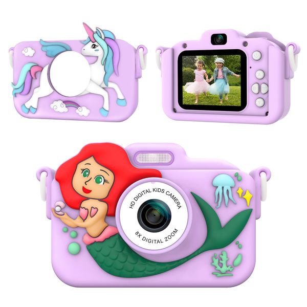 MYLORFUL Kids Camera, Mermaid & Unicorn Selfie Digital Camera Toys for Kids, Christmas Birthday Gifts for Girls Boys Age 3 4 5 6 7 8 9 Years Old, 32GB SD Card Included