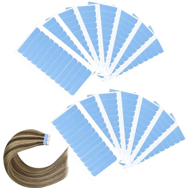 Gruvox 180PCS Hair Extension Adhesive Tape Double Sided Hair Extension Tape Tabs Double Sided Adhesive Human Hair Tape for Replacement Tape for Hair Extensions Hair Extension Tape Tabs (Blue)