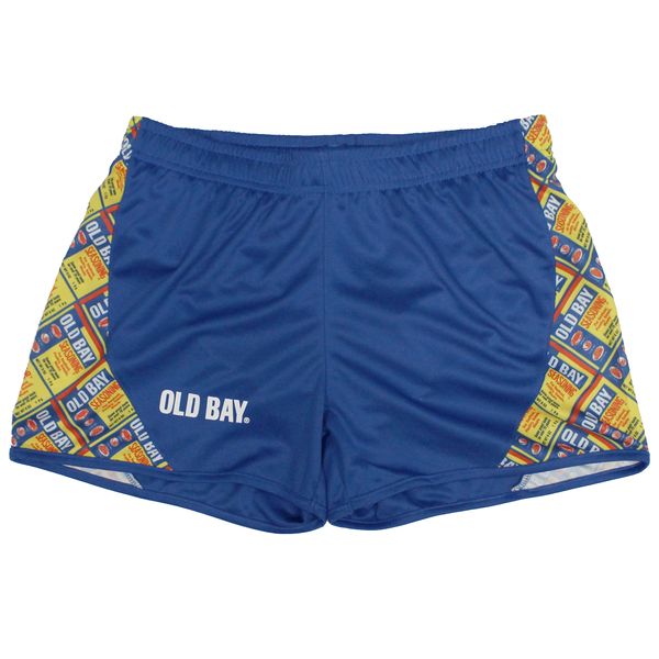 Flat OLD BAY Can Pattern Sides (Royal) / Running Shorts (Ladies) - Medium / Blue