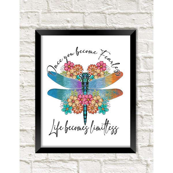 Once You Become Fearless...Suicide Awareness Dragonfly UNFRAMED Wall Art Print