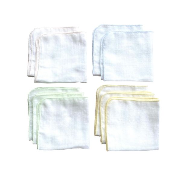 Gauze Handkerchief, Made in Japan, Baby 9.8 x 9.8 inches (25 x 25 cm), 10 Pieces, 2 Layers, Plain, White, Newborn, Nursery, Double Gauze, Gauze Towel, Baby Gauze