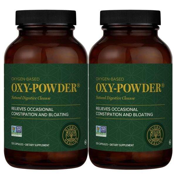 Global Healing Center Oxy-Powder Colon Cleanse Detox - Oxygen Based Safe and Natural Intestinal Cleanser, 120 Count (Pack of 2)