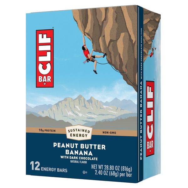 CLIF BARS - Energy Bars - Peanut Butter Banana with Dark Chocolate - Made with Organic Oats - Plant Based Food - Vegetarian - Kosher (2.4 Ounce Protein Bars, 12 Pack) Packaging May Vary