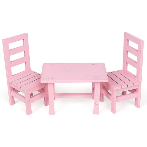 SM SunniMix 1/6 Doll Furniture, Wooden Square Chairs 3pcs/set, Dollhouse Dining Room Living Room Decor, 12inch Doll Furnishings Model Toy, Pink