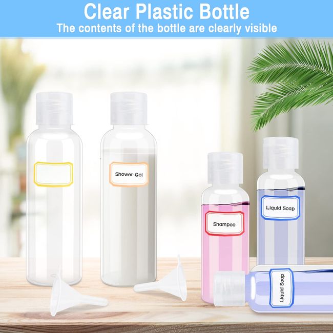 10PCS Empty Plastic-Cap Bottles 100ML Clear Small Travel Flip Liquids  Shampoo