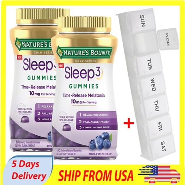 Nature's Bounty Sleep3 Gummies, Triple Action Time-Release Sleep Aid, 60 Ct