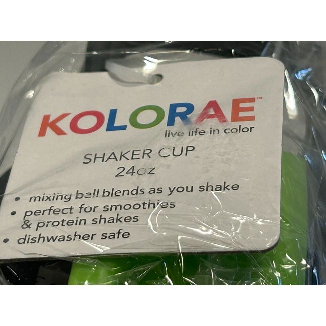Kolorae 24 oz BPA Free Clear Shaker Cup Bottle W/Mixing Insert and Handle  New
