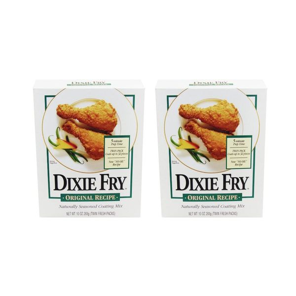 Dixie Fry Original Recipe Naturally Seasoned Coating Mix (Pack of 2 Boxes 10 Oz Each)