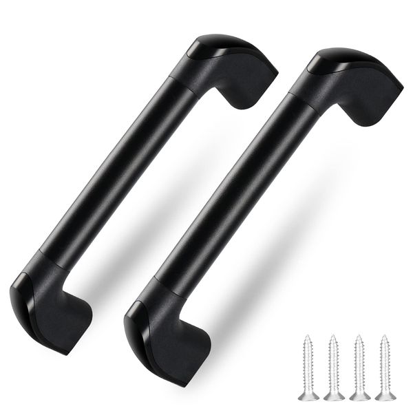 ESUDNT RV Grab Handle, Aluminum Automotive Entry Door Assist Bar for Camper, Trailer, Truck, Cargo Trailer, Motor Home, Boat, OEM Replacement (2 Pack, Come with Screws, Black, Frosted Non-Slip)