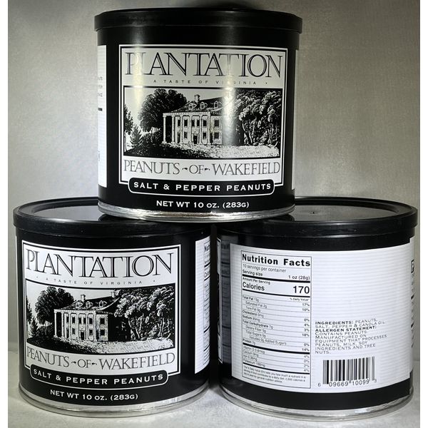 Plantation Peanuts Salt & Pepper Peanuts by Being Well Essentials 3 x 10oz