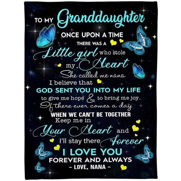 zoke Fleece Blanket To My Granddaughter - Nana - Bed Throw Blanket Grandma to My Granddaughter, Blanket for Christmas Birthday Anniversary, mom, dad, son 50x60 inch