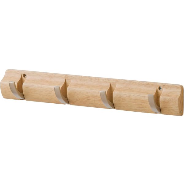 Doshisha AWH-4NA Wall Hanger, Wall Hanger, Wall Hook, 4 Strands, Openable Hook, Won't Damage Walls, Natural Wood Grain, Stylish, Wood, Easy Installation, Includes Installation Guides, Gypsum Board, Holes Not Conspicuous, Pin Fastening, Screw-On, Strong, W