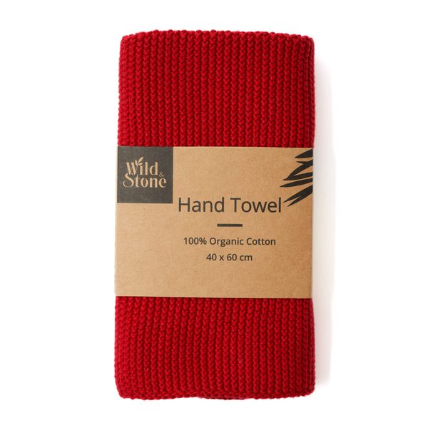 Wild & Stone | Organic Cotton Hand Towel Kitchen Towel | Perfect for Around The Home | Eco Hand Towels (Berry)