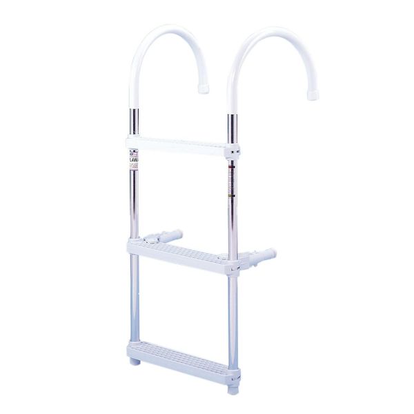 DotLine Boat Aluminum 3 Step Ladder – Folding Gunwale Hook Design, 11" Wide Hooks, Non-Marking Support Legs, 250 lb Capacity – Durable Marine Boarding Solution