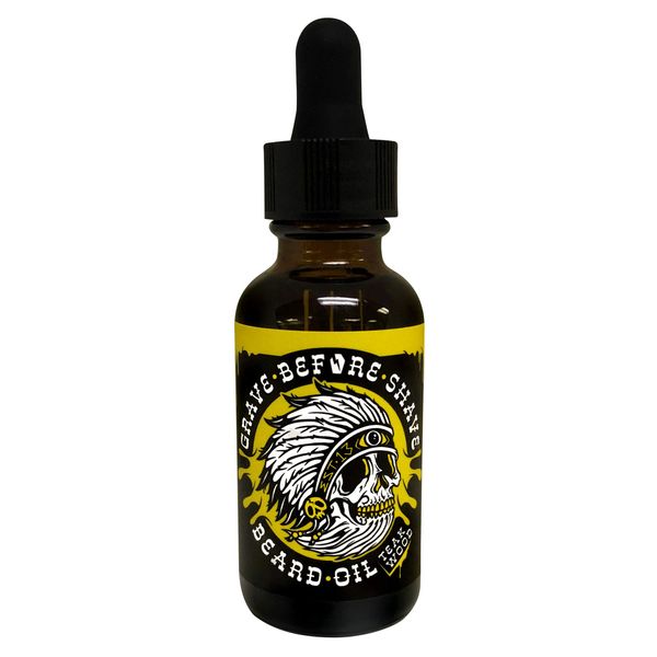 Grave Before Shave Teakwood Beard Oil 1 oz. Bottle with Dropper top Dispenser