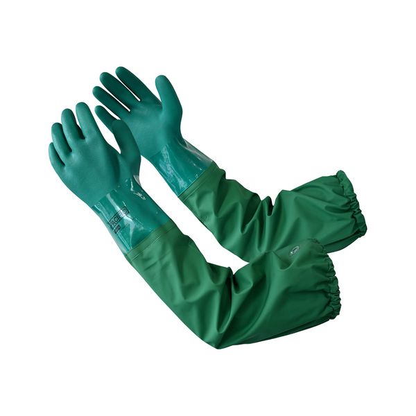 PACIFIC PPE 26" Rubber Gloves, Chemical Resistant Gloves PVC Reusable, Heavy Duty Waterproof Gloves with Cotton Liner, Anti-skid, Acid-alkali and Oil, X Large