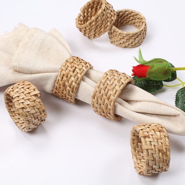 Alpha Living Home Rattan Napkin Rings Set of 12, Napkin Ring Holder for Thanksgiving, Christmas, Party Decoration, Dinning Table, Everyday Gatherings, Napkin Rings Bulk - Natural Rattan