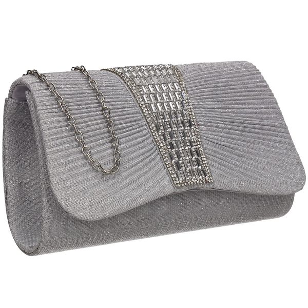 SwankySwans Women's Julie Clutch Bag, Silver