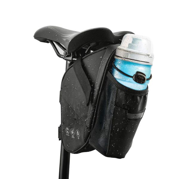 CCKOLE Satteltasche Fahrrad Satteltaschen Wasserdicht, Fahrradtasche Hecktasche reißfeste, MTB Rennrad Tasche für Mountainbike Rennrad mit Wasserflaschentasche (1.5L)