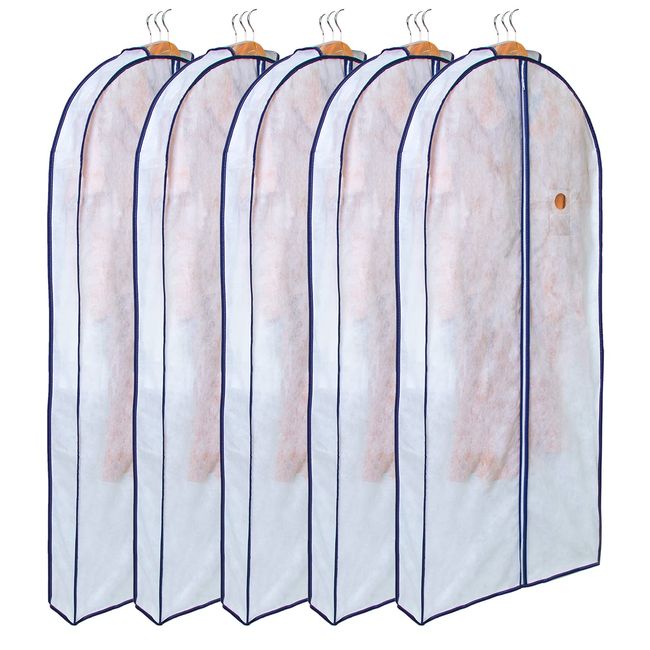 Astro 110-59 Garment Cover, Wide Gusset, Compatible with Thick Clothes, Long Size, Set of 5, Loose and Wrinkle-Resistant Gusset, Breathable Non-woven Fabric Protects Dirt From Dust, and Dust Mites,