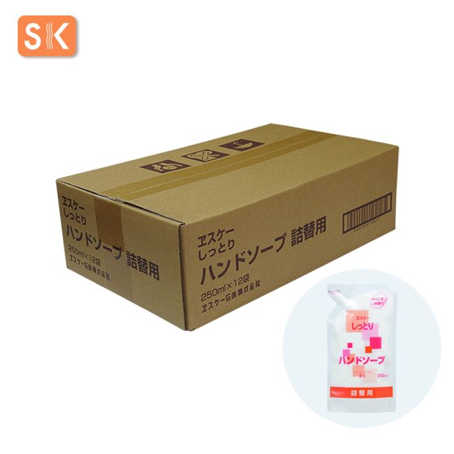 SK Soap Moist Hand Soap (Refill) Capacity: 250ml x 12 [Sold in Case] [ESK Soap SK Soap Hand Washing No Synthetic Surfactant Additives Foam Type]