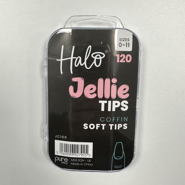 Halo Jellie Nail Tips Coffin Sizes 0-11 (Pack of 120 Mixed)