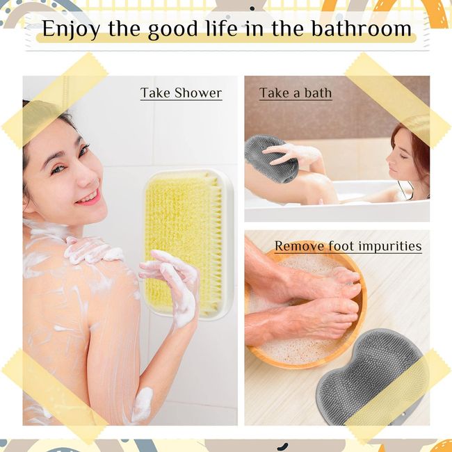 Back Scrubber Shower Wall Silicone Body Foot Cleaning Brush Bath