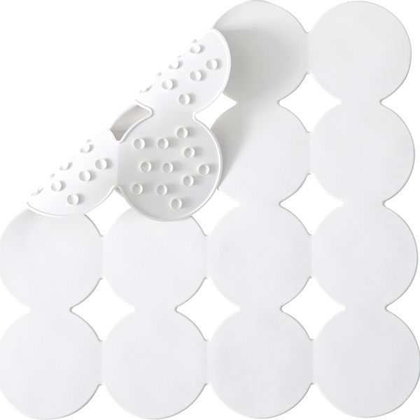 Webos Anti Slip Shower Mat: Natural Rubber Non Slip Bath Mat for Tub with Strong Suction Cups Bathtub & Tub Mats for Elderly and Kids Bathroom Square Shower Floor Stall matt (White, 21X21)