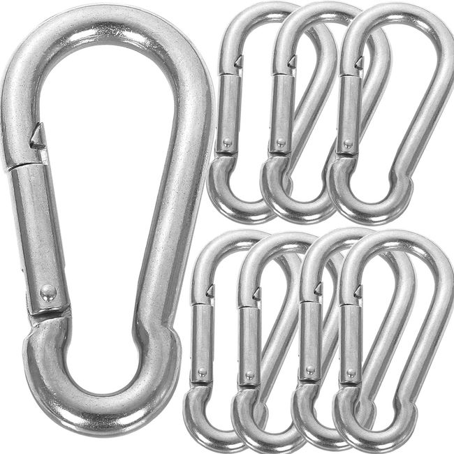 10PCS 4” Spring Snap Hooks, 3/8” Diameter Heavy Duty Carabiner Clip Large Stainless Steel Spring Clips, M10 Carabiner Big Spring Buckles for Swing, Hammock, Gym, Sun Shade, 770 Holding Capacity