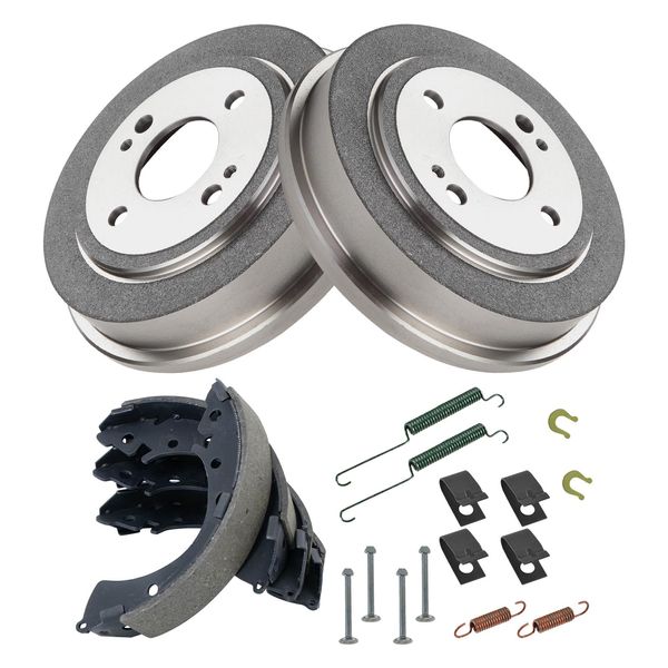 Rear Brake Shoes 2 Drums & Hardware Spring Kit Set for Honda Civic Fit