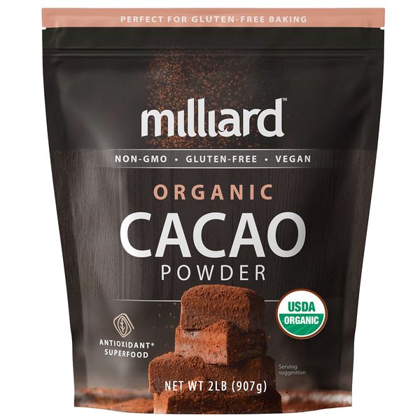 Milliard Organic Raw Cacao Powder / Unsweetened, Non-GMO, and Gluten Free, 32 Ounce