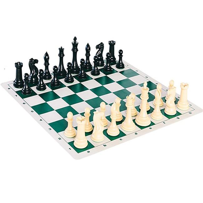 Tournament Chess Set Pieces & Silicone Roll Up Board