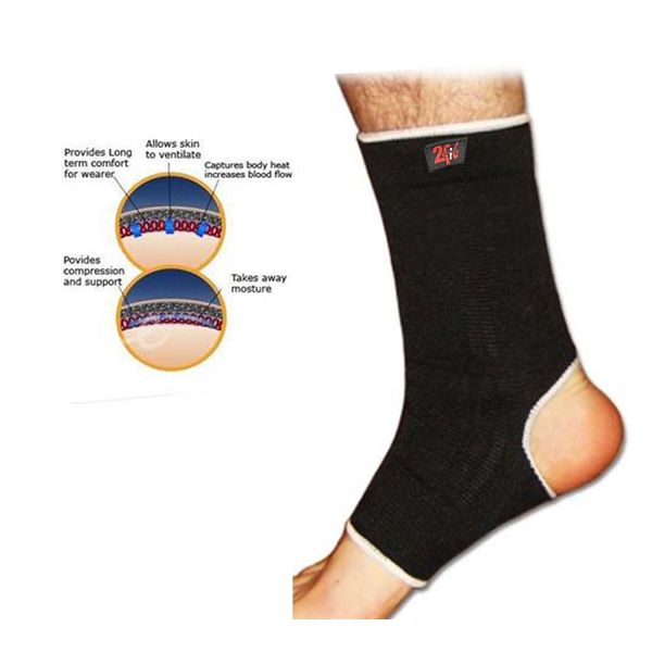 2Fit 1Pair Black Ankle Foot Brace Support Pads MMA Sports Gym Pain Injury Relief (MEDIUM)