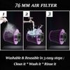 Purple Dry Filter Cold Air Intake Cone Filter 3'' 76mm Inlet High Performance US