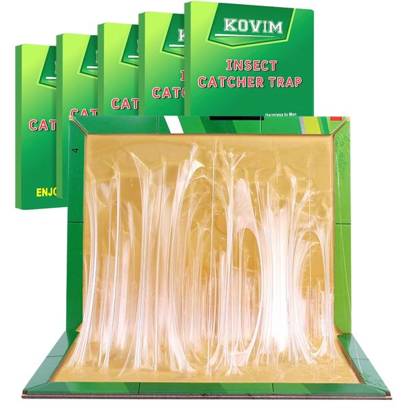 Kovim Pest Sticky Pad Traps Boards - 5 Pack Extra Strong Glue Trap Pads for Indoor Outdoor Home Kitchen Garden