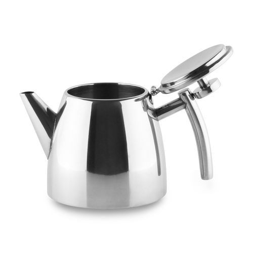 Café Stal Belmont Stainless Steel Double Wall Tea Pot with Hinged Lid, Mirror Finish, 350ml / 0.35L, HTP-03DW