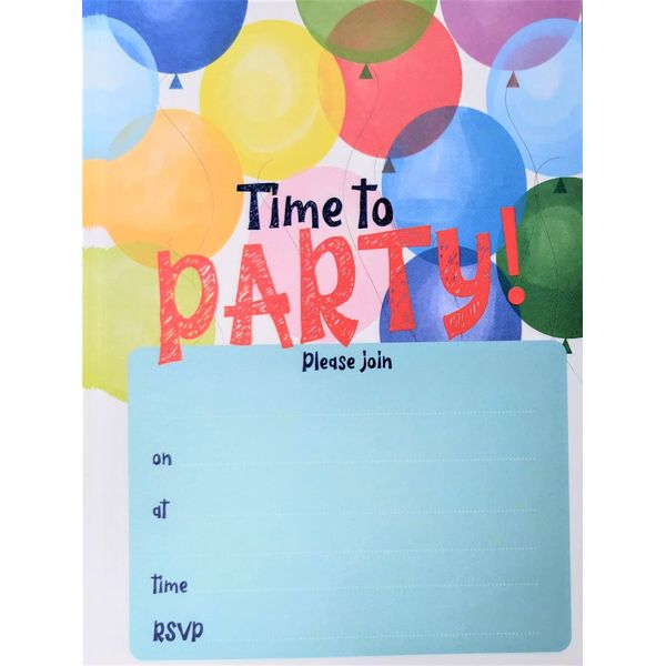 YLAB - 20 Birthday Invitations & Envelopes - Time To PARTY Invites!