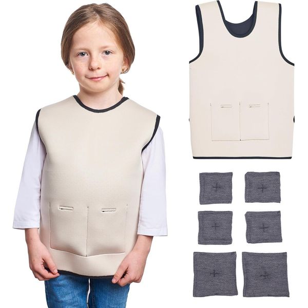 Sensory Weighted Vest For Kids 3+ Provide Deep Pressure Comfort -Medium Beige