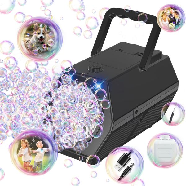 PANACARE Automatic Bubble Machine for Kids Portable Bubble Blower With LED Lights /240ml Bubble Solution/10000+ Bubbles Per Minute/12Holes Bubble Toys for Outdoor/Indoor Wedding Party Birthday Gifts