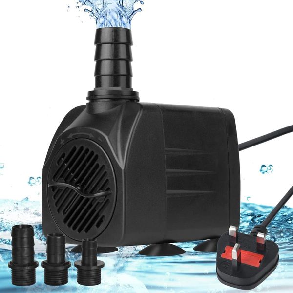 Submersible Water Feature Pumps Small Aquarium Water Pumps Ultra Quiet 1800L/H 25W with 3 Nozzles for Garden Pet Fish Tank Pond Pool Hydroponic System Fountain Pumps 2M Cable (25W+2M Power Cable)