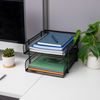 Mind Reader Network Collection, 2-Tier Paper Tray, Letter Size, Stackable, File and Document Holder, Desktop Organizer, Metal Mesh, Black